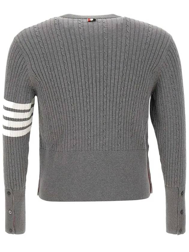 Baby Cable Cotton 4 Bar Crew Neck Knit Top Grey - THOM BROWNE - BALAAN 4