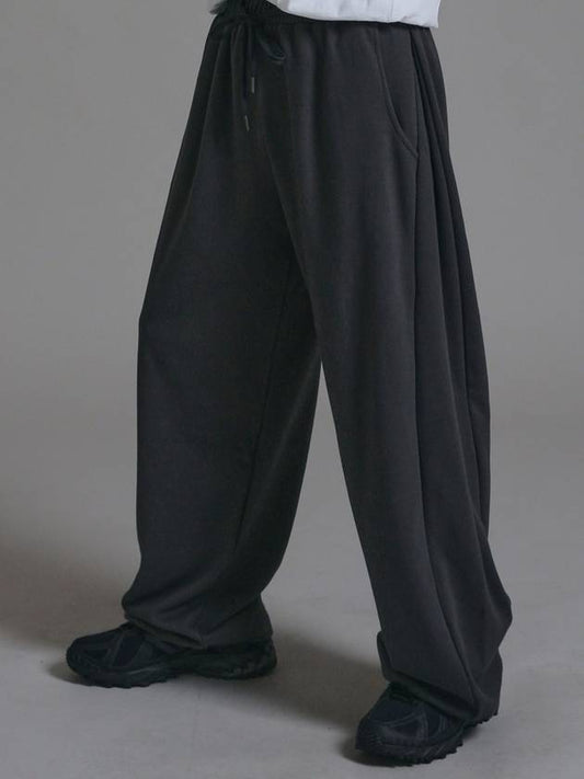 Side tuck wide sweatpants charcoal - BYL - BALAAN 1