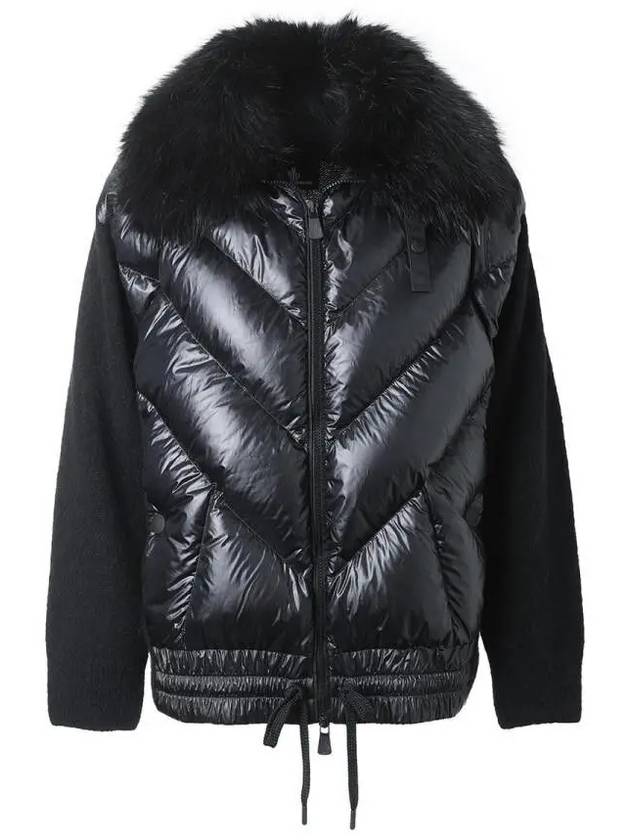 Women's Grenoble Fur Collar Padded Mix Cardigan Black - MONCLER - BALAAN 2