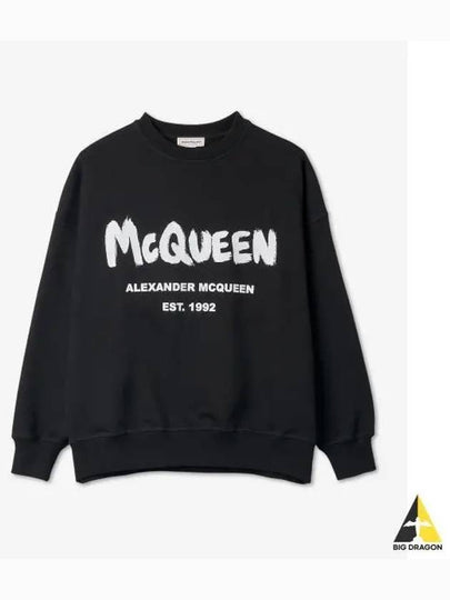 Logo Print Cotton Sweatshirt Black - ALEXANDER MCQUEEN - BALAAN 2