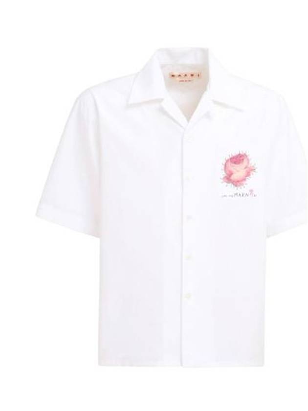 Flower Patch Cotton Bowling Short Sleeve Shirt White - MARNI - BALAAN 2