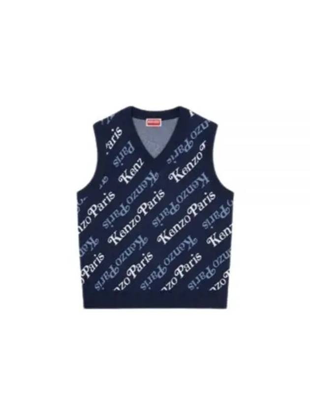 Paris Monogram Print All-Over Cotton Vest Navy - KENZO - BALAAN 2