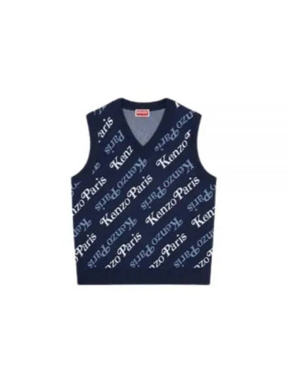 Paris Monogram Print All-Over Cotton Vest Navy - KENZO - BALAAN 2