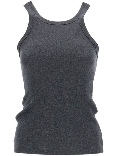 organic cotton ribbed tank top charcoal melange with wide straps - TOTEME - BALAAN 1