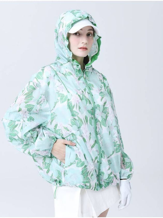 UV Protection Functional Material Floral Green Print Wind Jumper DO3242WB005 3 - DOYOUKNOWMC GOLF WEAR - BALAAN 2