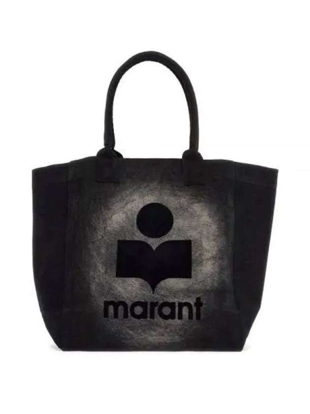 Women's Yenky Flocked Logo Tote Bag Black - ISABEL MARANT - BALAAN 2