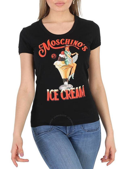 Women's Ice Cream Graphic Short Sleeve T-Shirt Black - MOSCHINO - BALAAN 2