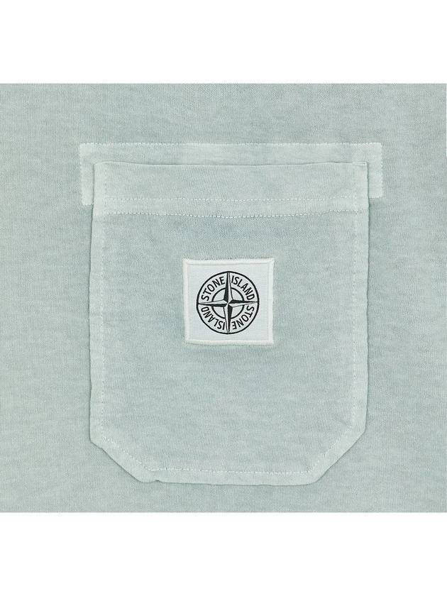 Men's Pisato Effect Logo Patch Pocket Short Sleeve T-Shirt Beige Grey - STONE ISLAND - BALAAN 6