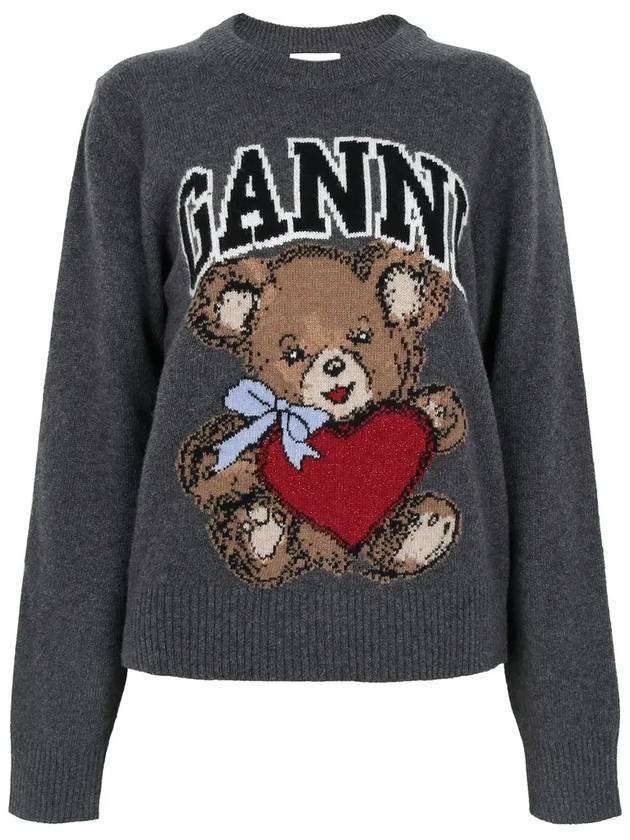 Graphic Bear Knit Top Grey - GANNI - BALAAN 2