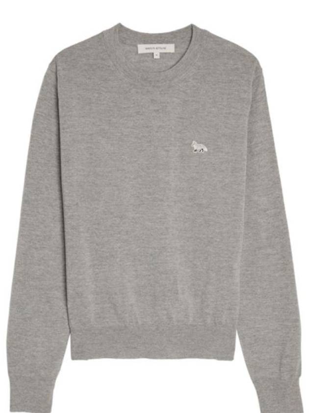 Women's Baby Fox Patch Regular Knit Top Medium Grey Melange - MAISON KITSUNE - BALAAN 6