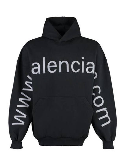 Logo Print Cotton Hoodie Black - BALENCIAGA - BALAAN 2