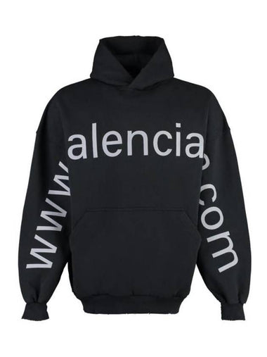 Logo Print Cotton Hoodie Black - BALENCIAGA - BALAAN 1