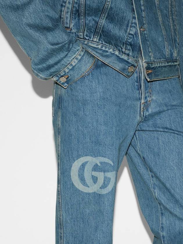 Lasered Double G Denim Jeans Blue - GUCCI - BALAAN 6