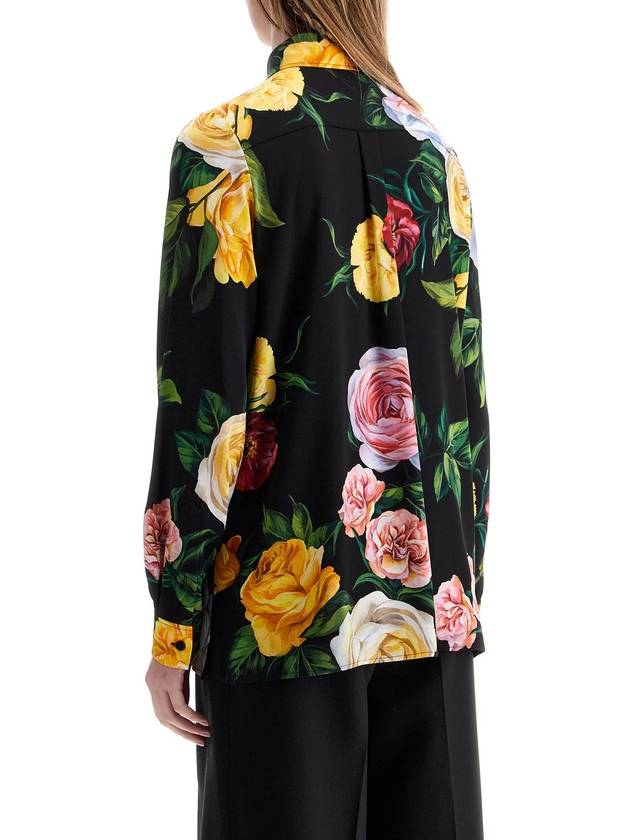 black silk shirt with multicolored roses and yellow buttons - DOLCE&GABBANA - BALAAN 3