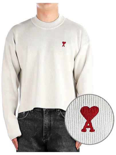 Red ADC Chain Stitch Heart Logo Knit Top Ivory - AMI - BALAAN 2