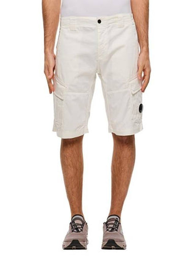 Lens Wappen Cotton Cargo Shorts White - CP COMPANY - BALAAN 1