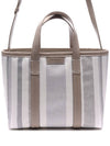 Barbes East West Raffia Striped Shopper Tote Bag Grey - BALENCIAGA - BALAAN 3