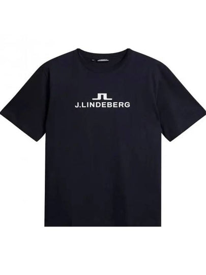 Alpha Logo Print Short Sleeve T-Shirt Navy - J.LINDEBERG - BALAAN 2