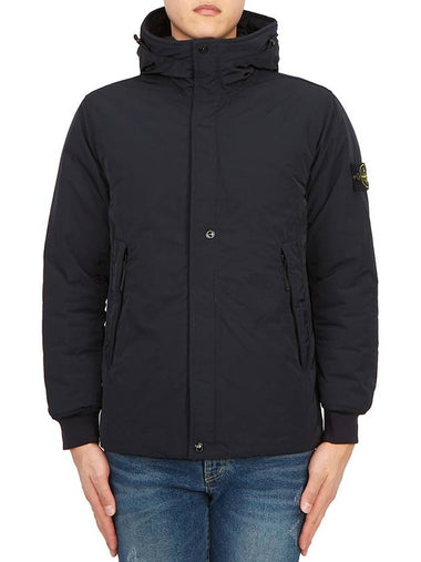 Logo Patch Micro Twill Hooded Jacket Navy - STONE ISLAND - BALAAN 1