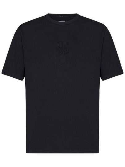 20/1 Jersey Boxy Logo Short Sleeve T-Shirt Black - CP COMPANY - BALAAN 2