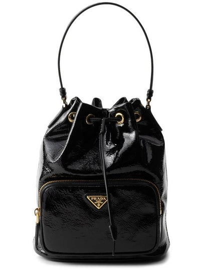 Duet Naplak Patent Leather Bucket Bag Black - PRADA - BALAAN 2