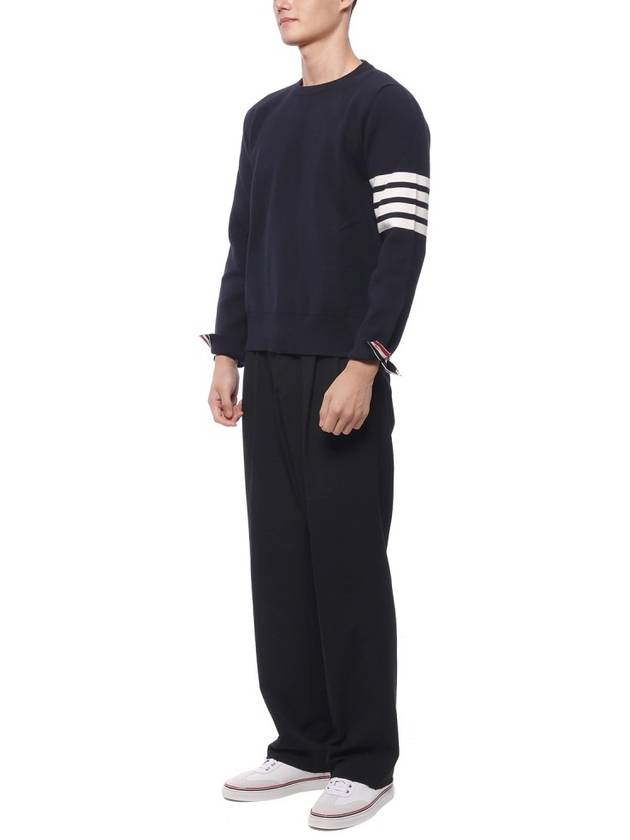 4 Bar Armband Milano Stitch Knit Top Navy - THOM BROWNE - BALAAN 5