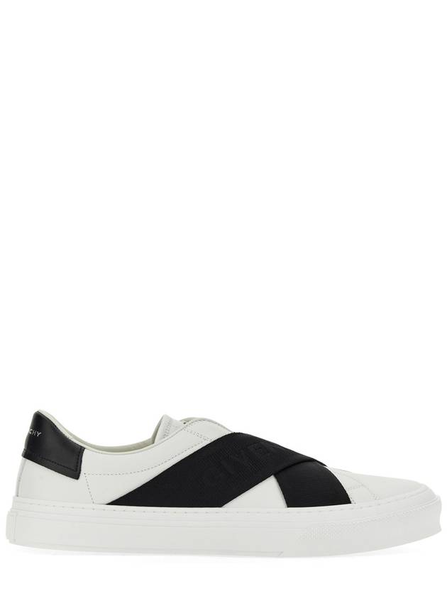 Double Webbing Strap Leather Slip Ons White - GIVENCHY - BALAAN 3