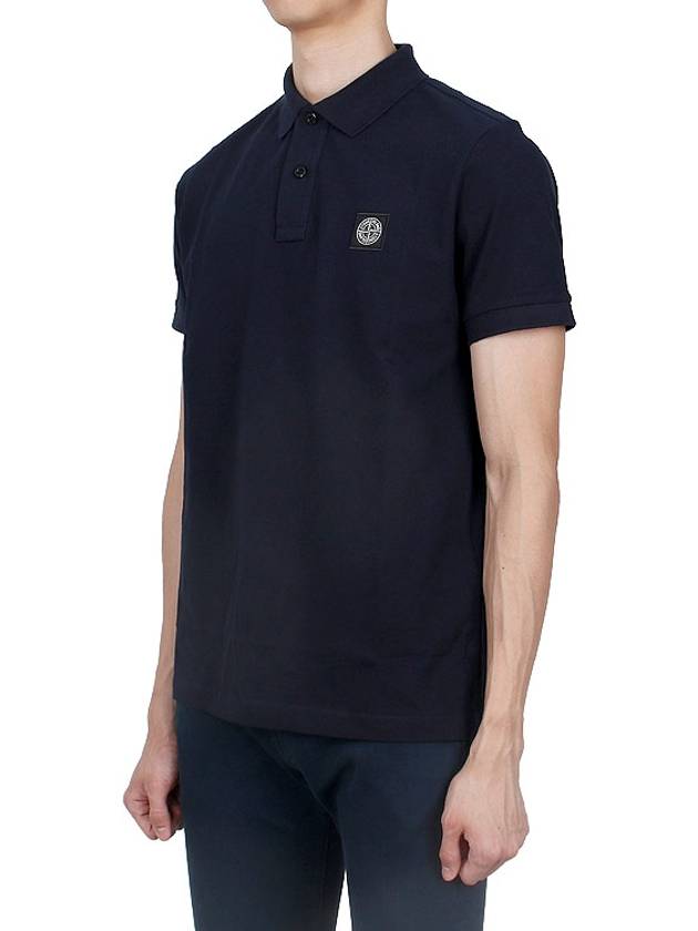 Pique Stretch Cotton Short Sleeve Polo Shirt Navy - STONE ISLAND - BALAAN 4