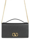 V logo signature grainy calfskin chain shoulder bag black - VALENTINO - BALAAN 2