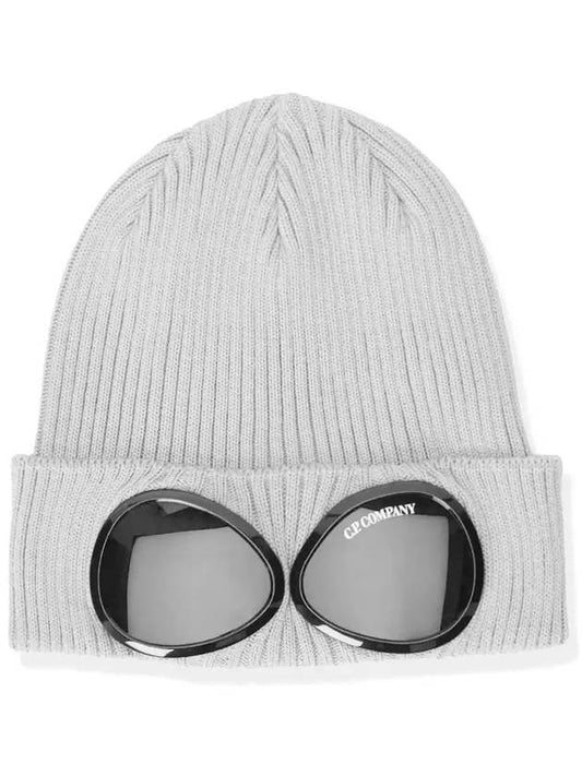 Goggle Detail Merino Wool Beanie Grey Melange - CP COMPANY - BALAAN 2