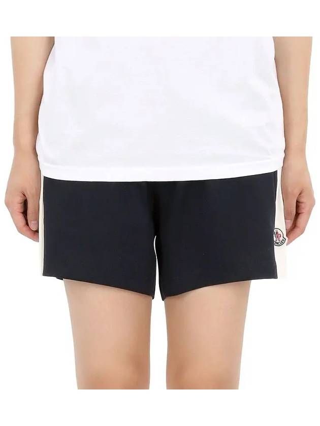 Logo Patch Cotton Jersey Shorts Navy - MONCLER - BALAAN 3