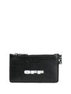 Logo Print Zipper Card Wallet Black - OFF WHITE - BALAAN 2