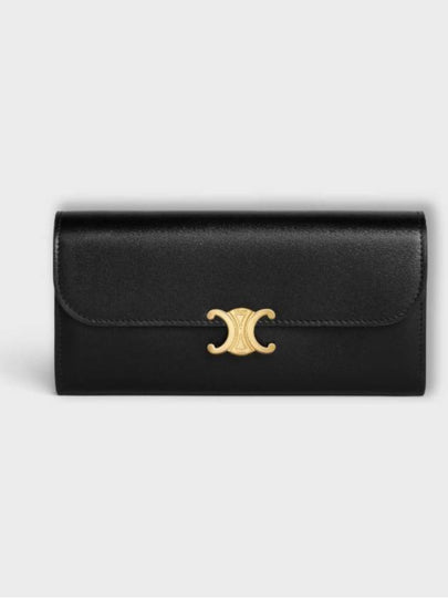 Triomphe Large Wallet in Shiny Calfskin Black - CELINE - BALAAN 2