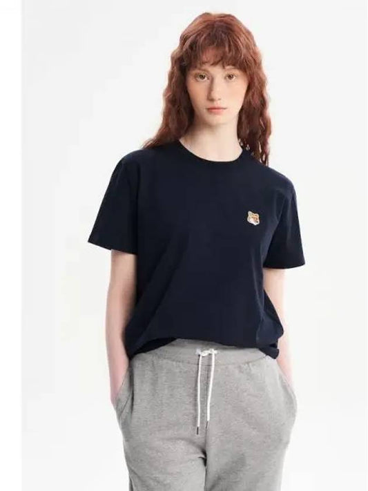 Women s Foxhead Patch Classic T Shirt Navy Domestic Product - MAISON KITSUNE - BALAAN 1