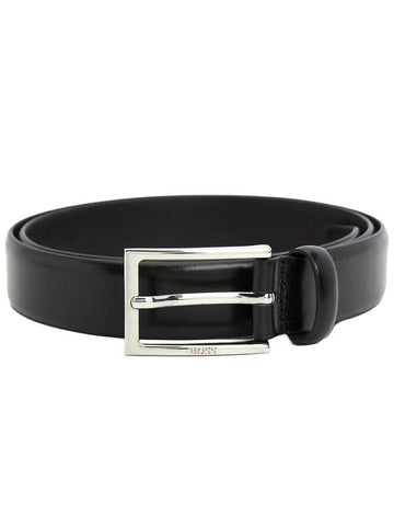 Men's Sidi Leather Belt Black - HUGO BOSS - BALAAN.