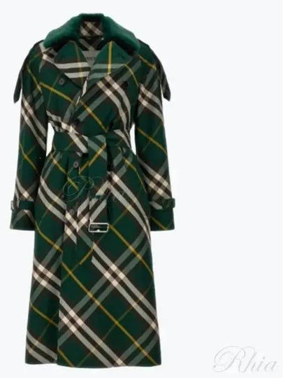 Check Pattern Trench Coat Green - BURBERRY - BALAAN 2