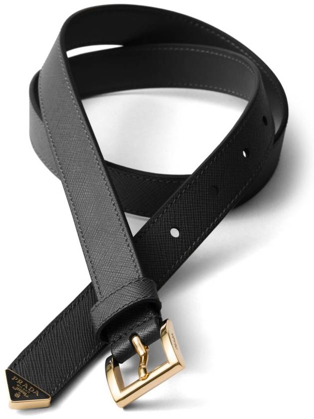 Saffiano Leather Belt Black - PRADA - BALAAN 3