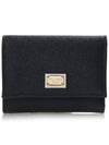 Logo Patch Dauphine Leather Half Wallet Black - DOLCE&GABBANA - BALAAN 2