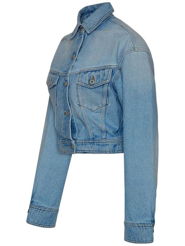 Women's Toy Box Bleach Crop Denim Jacket Blue - OFF WHITE - BALAAN 3