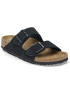 Arizona Suede Leather Slippers Black - BIRKENSTOCK - BALAAN 5