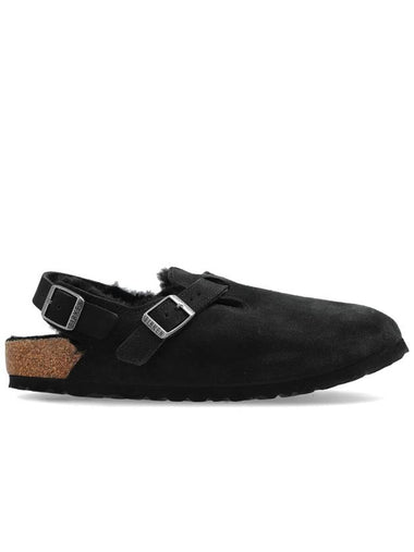 Tokio Shearling Suede Sandals Black - BIRKENSTOCK - BALAAN 1