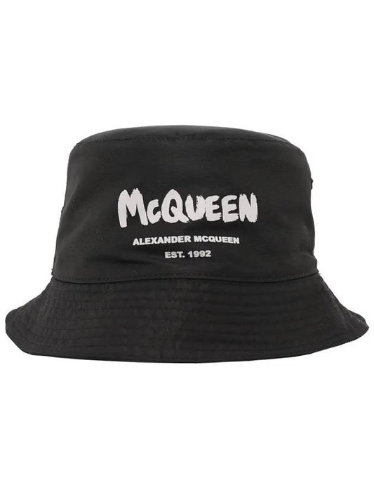 Men's Graffiti Logo Bucket Hat Black - ALEXANDER MCQUEEN - BALAAN 2