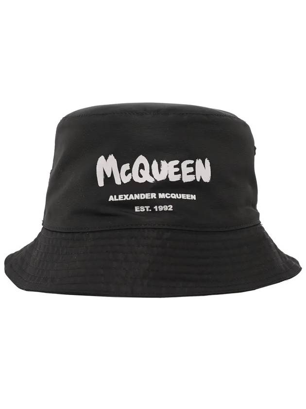 Graffiti Logo Bucket Hat Black - ALEXANDER MCQUEEN - BALAAN 4