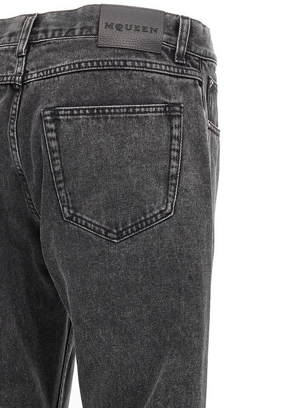 Logo Tag Straight Jeans Black - ALEXANDER MCQUEEN - BALAAN 5