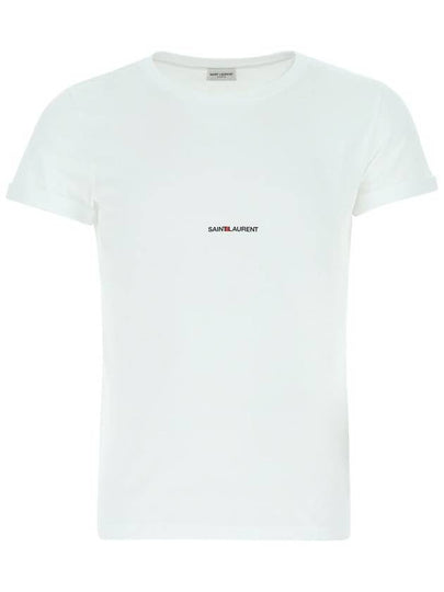 Men's Small Logo Short Sleeve T-Shirt White - SAINT LAURENT - BALAAN 2