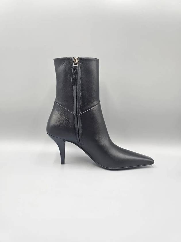 Leather Heel Middle Boots Black - GUCCI - BALAAN 6