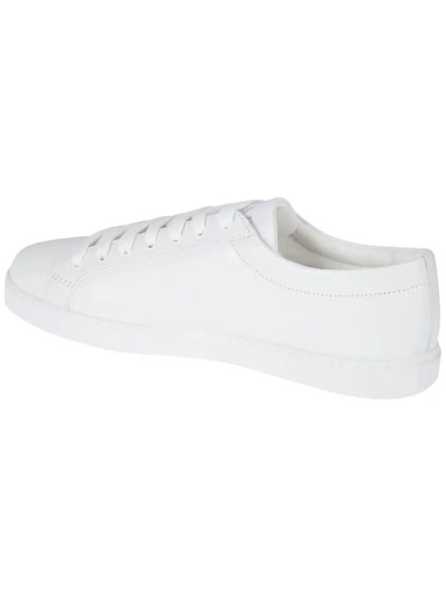 Brushed Leather Low Top Sneakers White - PRADA - BALAAN 4