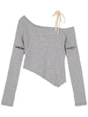 One shoulder ribbon cutout knit gray - HIGH SCHOOL DISCO - BALAAN 2