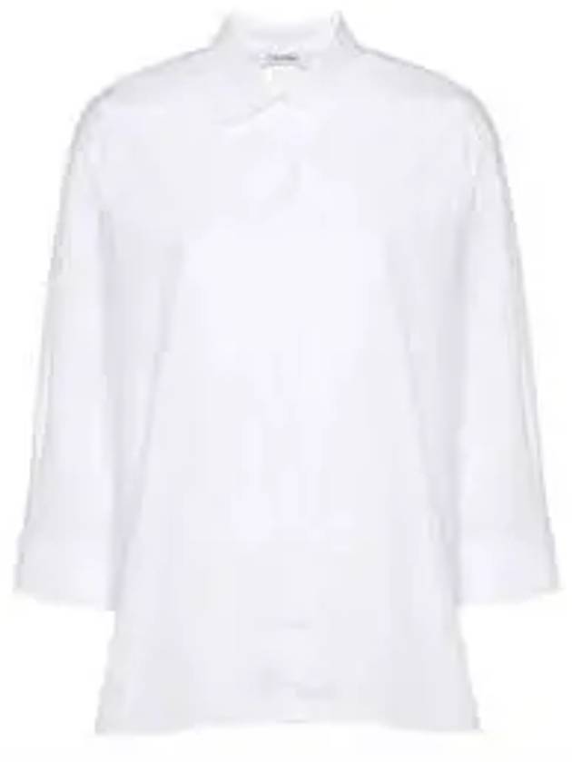 Delfina Crop Sleeve Cotton Shirt White - MAX MARA - BALAAN 2