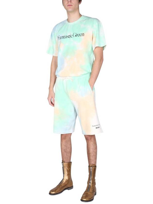 Men's Fantastic Green Tie Dye Short Sleeve T-Shirt Multi - MSGM - BALAAN 3